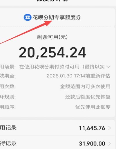 花呗额度专享额度券是怎么花的